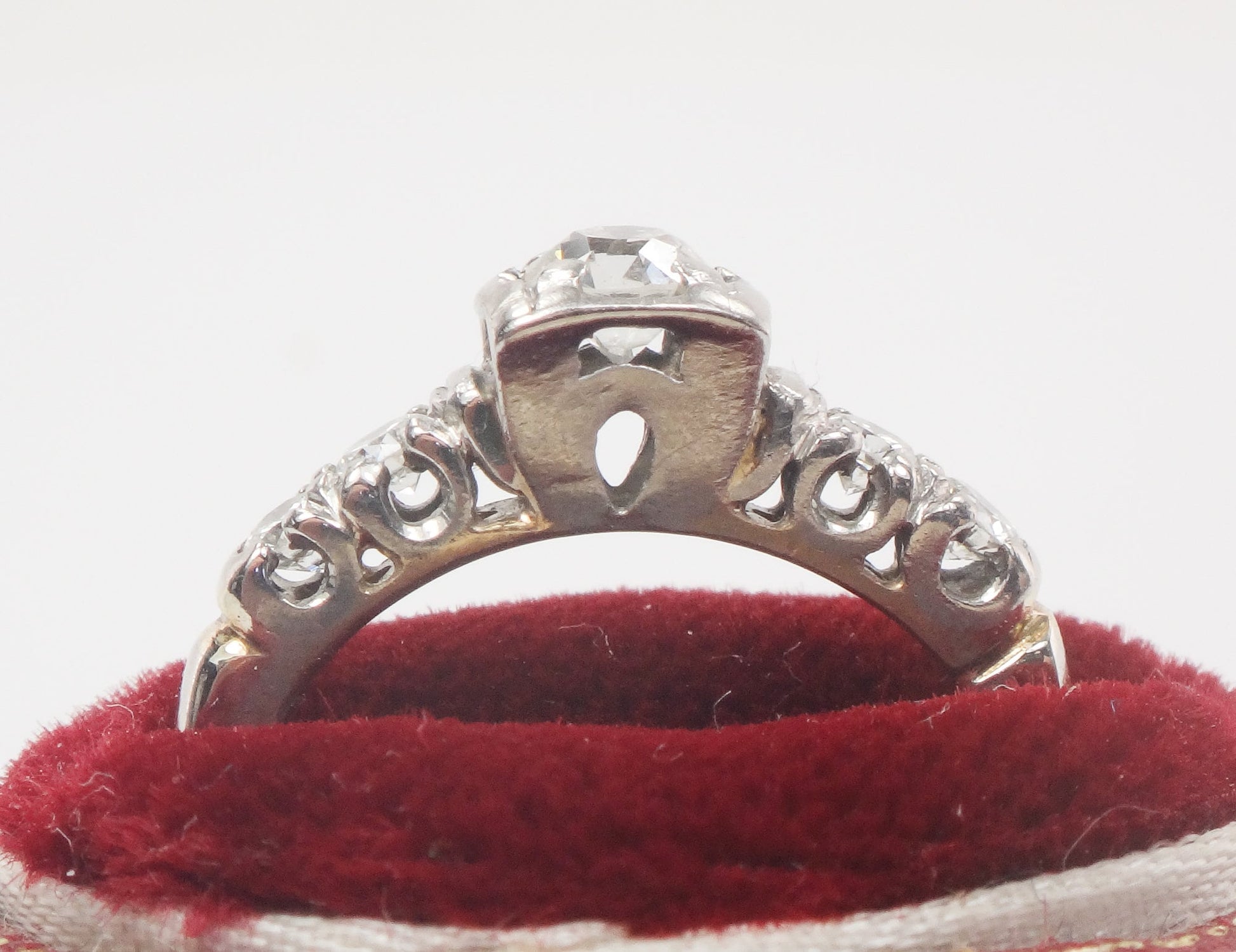 Vintage 14k White Gold Old European Cut Diamond Engagement Ring (.50 Carat TDW)