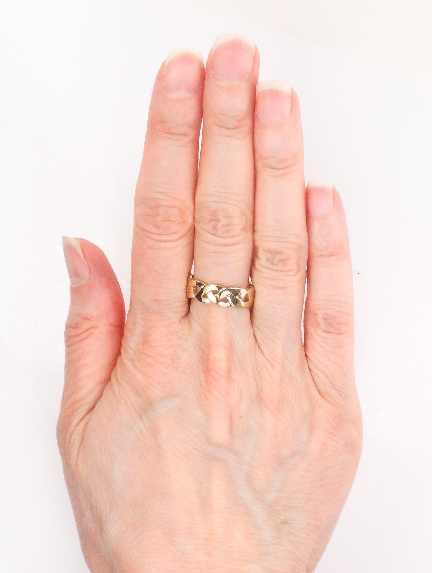 Vintage 14k Yellow Gold Braided Celtic Knot Wedding Band, Size 7