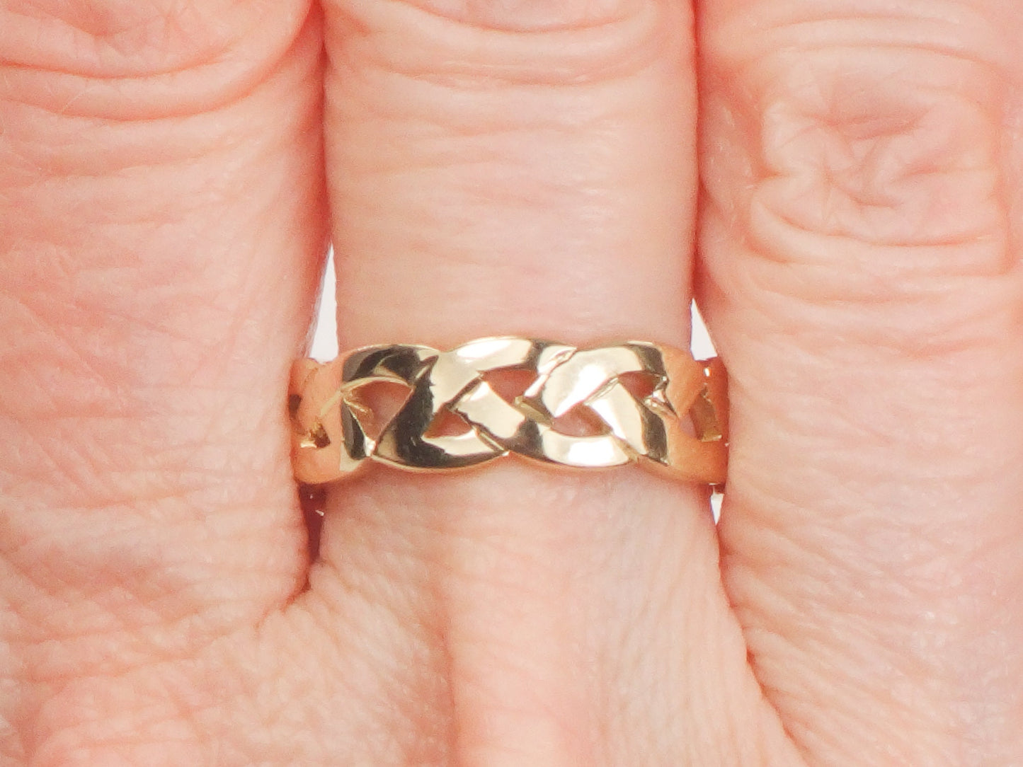 Vintage 14k Yellow Gold Braided Celtic Knot Wedding Band, Size 7