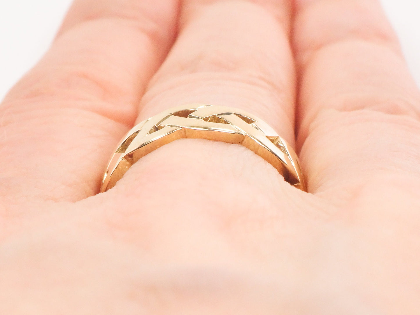 Vintage 14k Yellow Gold Braided Celtic Knot Wedding Band, Size 7