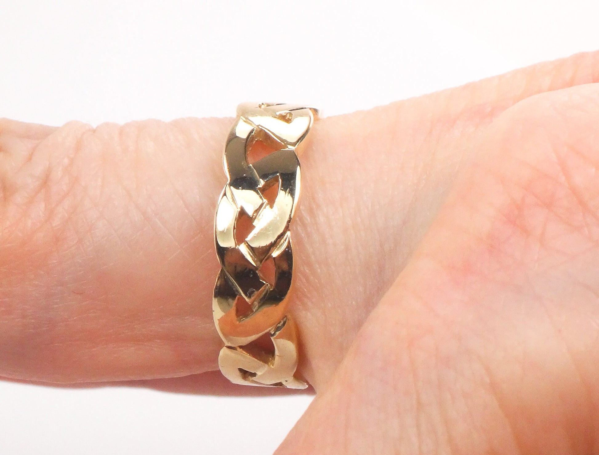 Vintage 14k Yellow Gold Braided Celtic Knot Wedding Band, Size 7