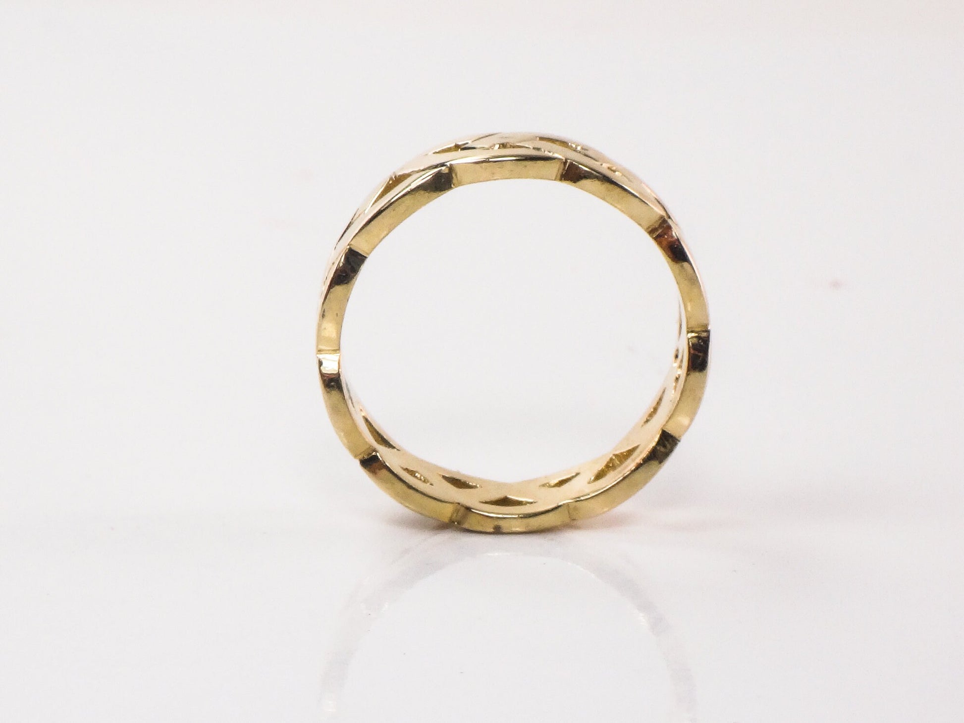 Vintage 14k Yellow Gold Braided Celtic Knot Wedding Band, Size 7