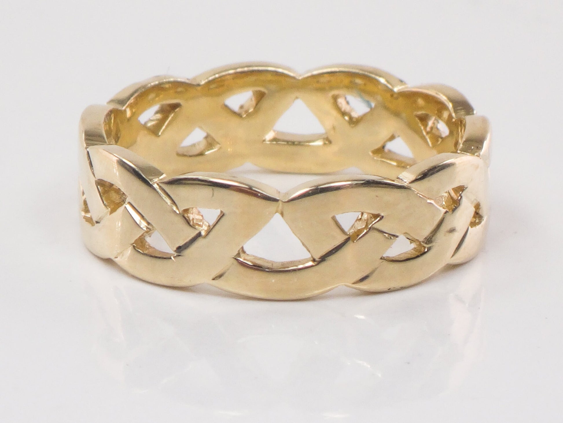 Vintage 14k Yellow Gold Braided Celtic Knot Wedding Band, Size 7