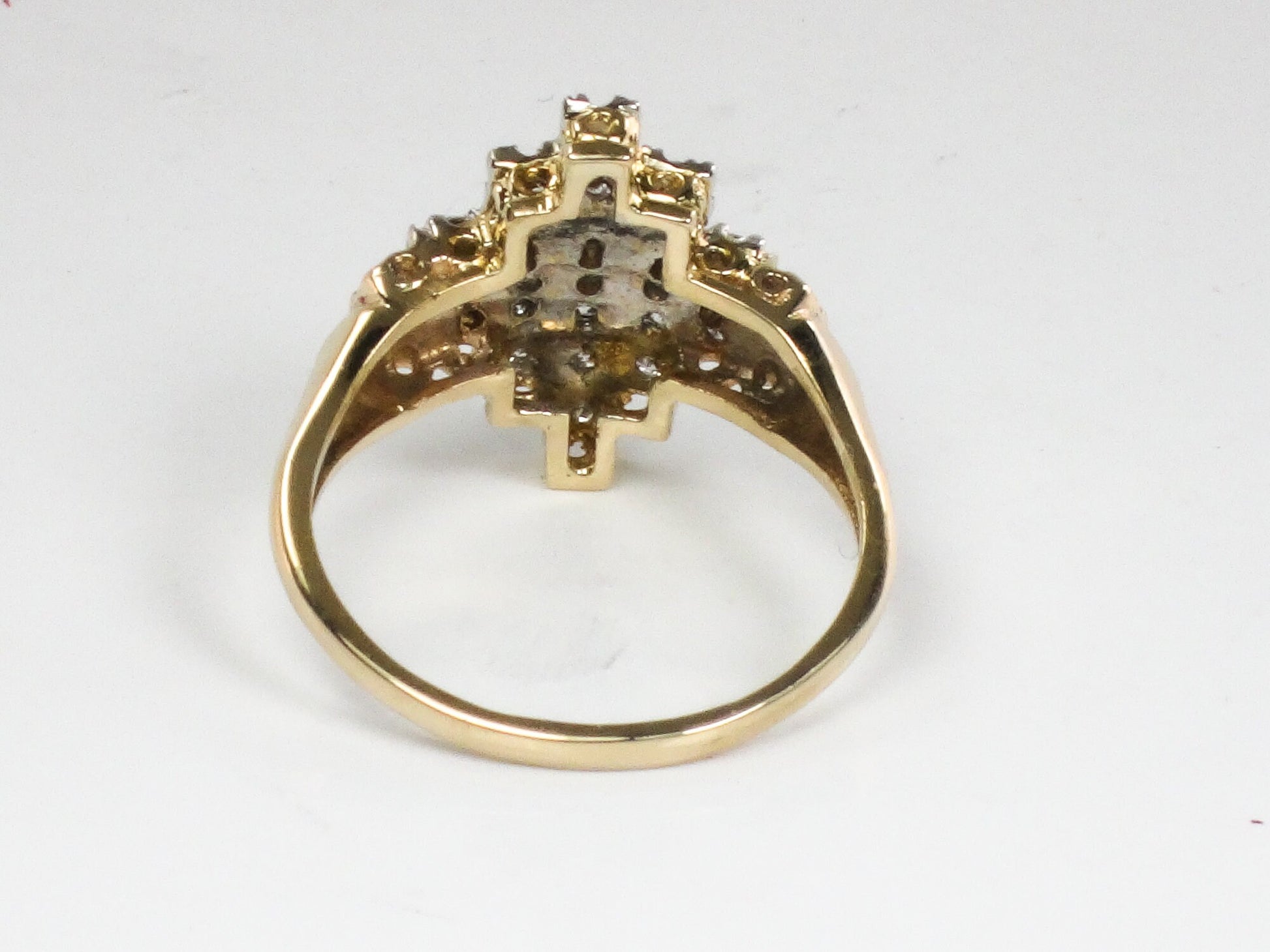Vintage 14k Gold Natural Diamond Cluster Ring: Floral Retro Style, 0.75 CT, Size 9.25