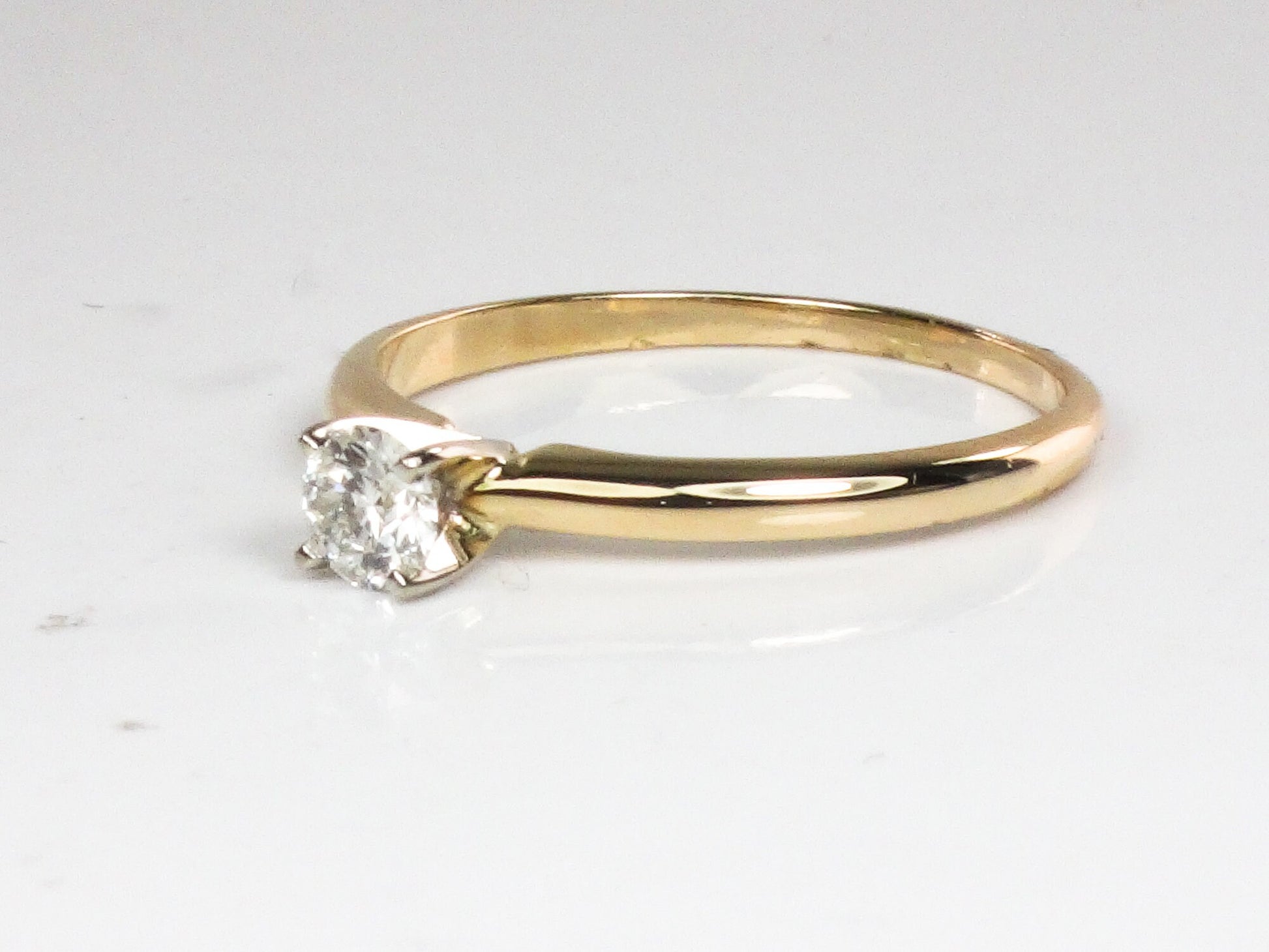 Vintage 14k Gold Solitaire Diamond Engagement Ring, Size 7
