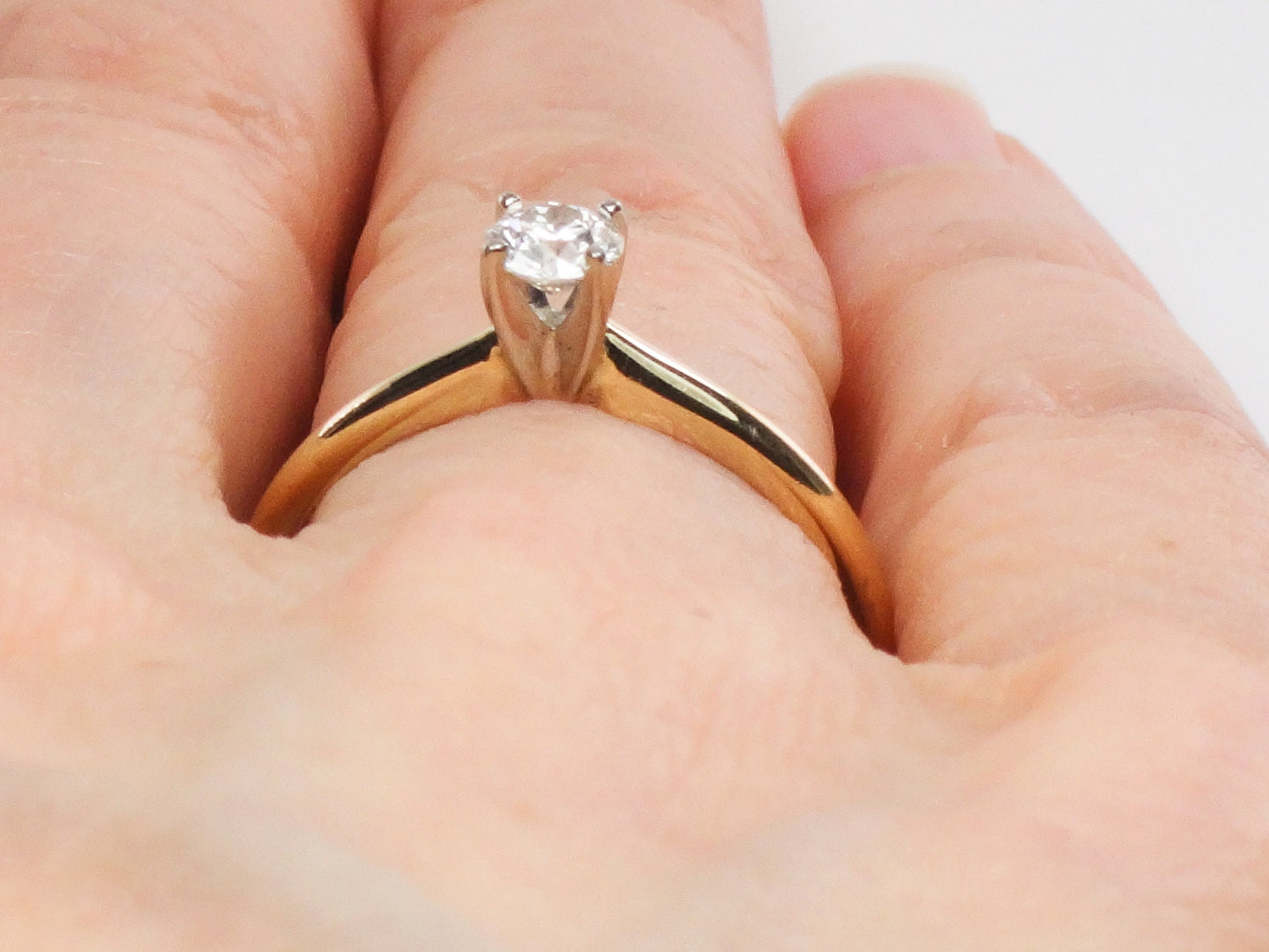 Vintage 14k Gold Solitaire Diamond Engagement Ring, Size 7