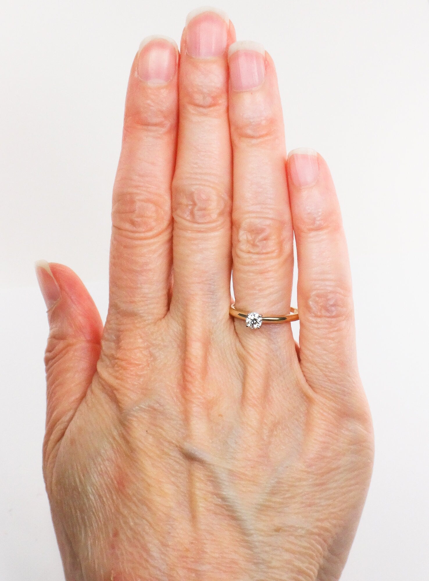 Vintage 14k Gold Solitaire Diamond Engagement Ring, Size 7
