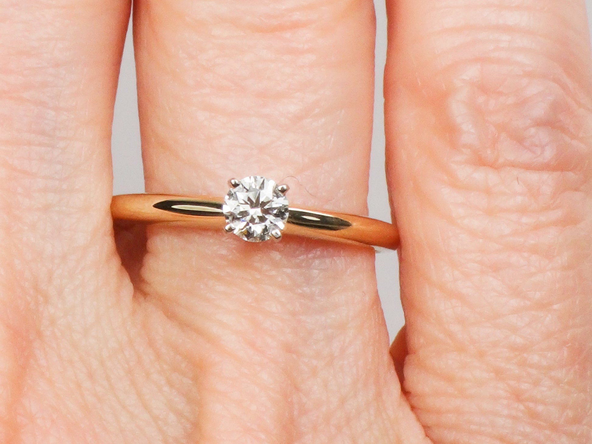 Vintage 14k Gold Solitaire Diamond Engagement Ring, Size 7