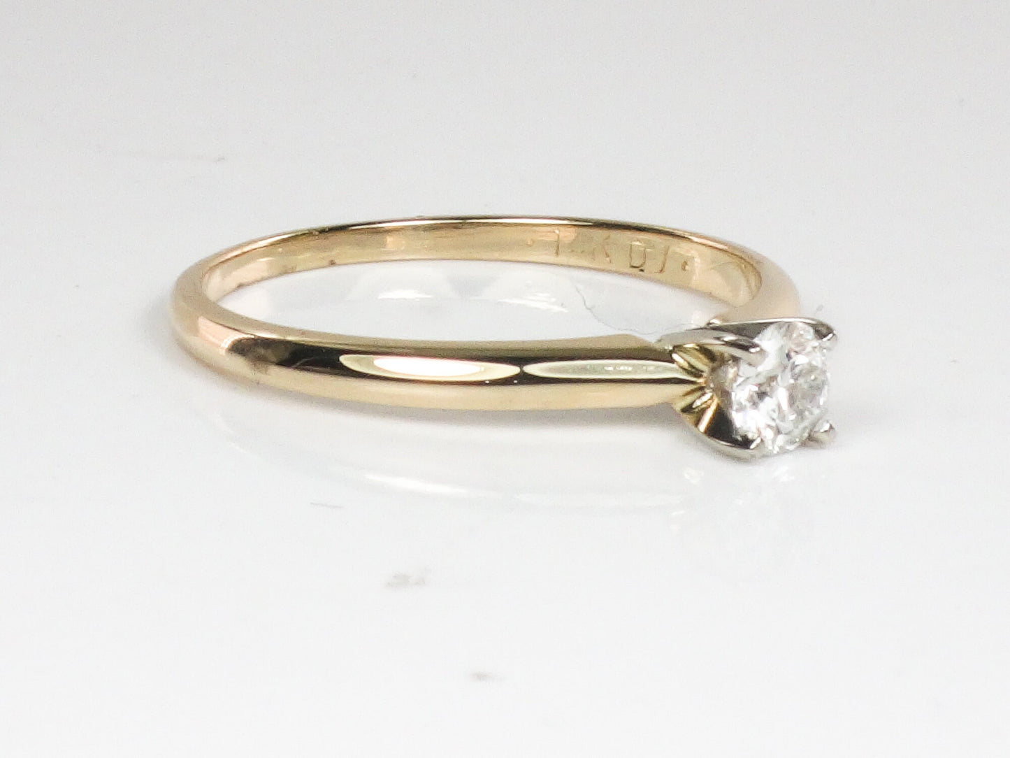 Vintage 14k Gold Solitaire Diamond Engagement Ring, Size 7