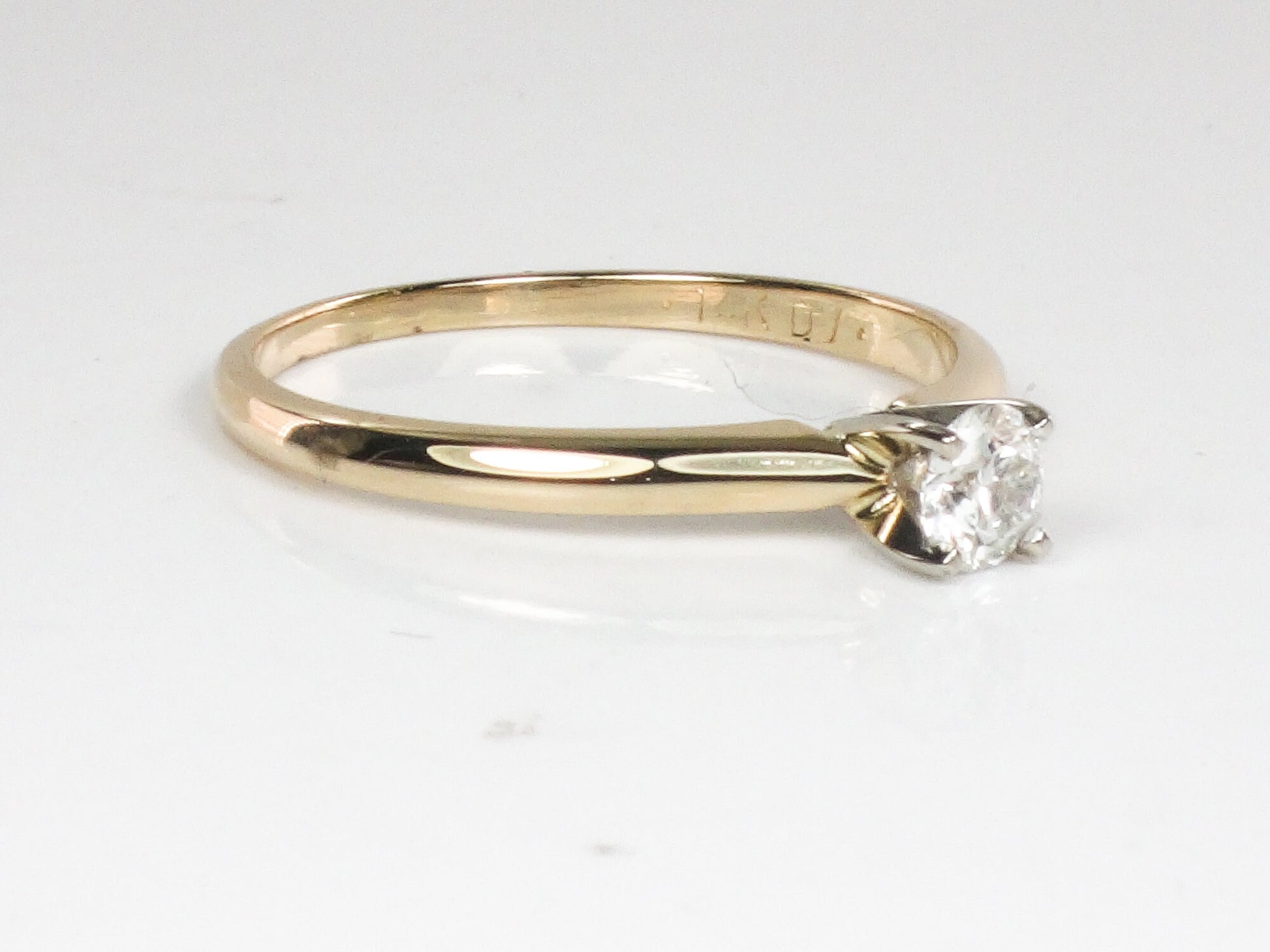 Vintage 14k Gold Solitaire Diamond Engagement Ring, Size 7