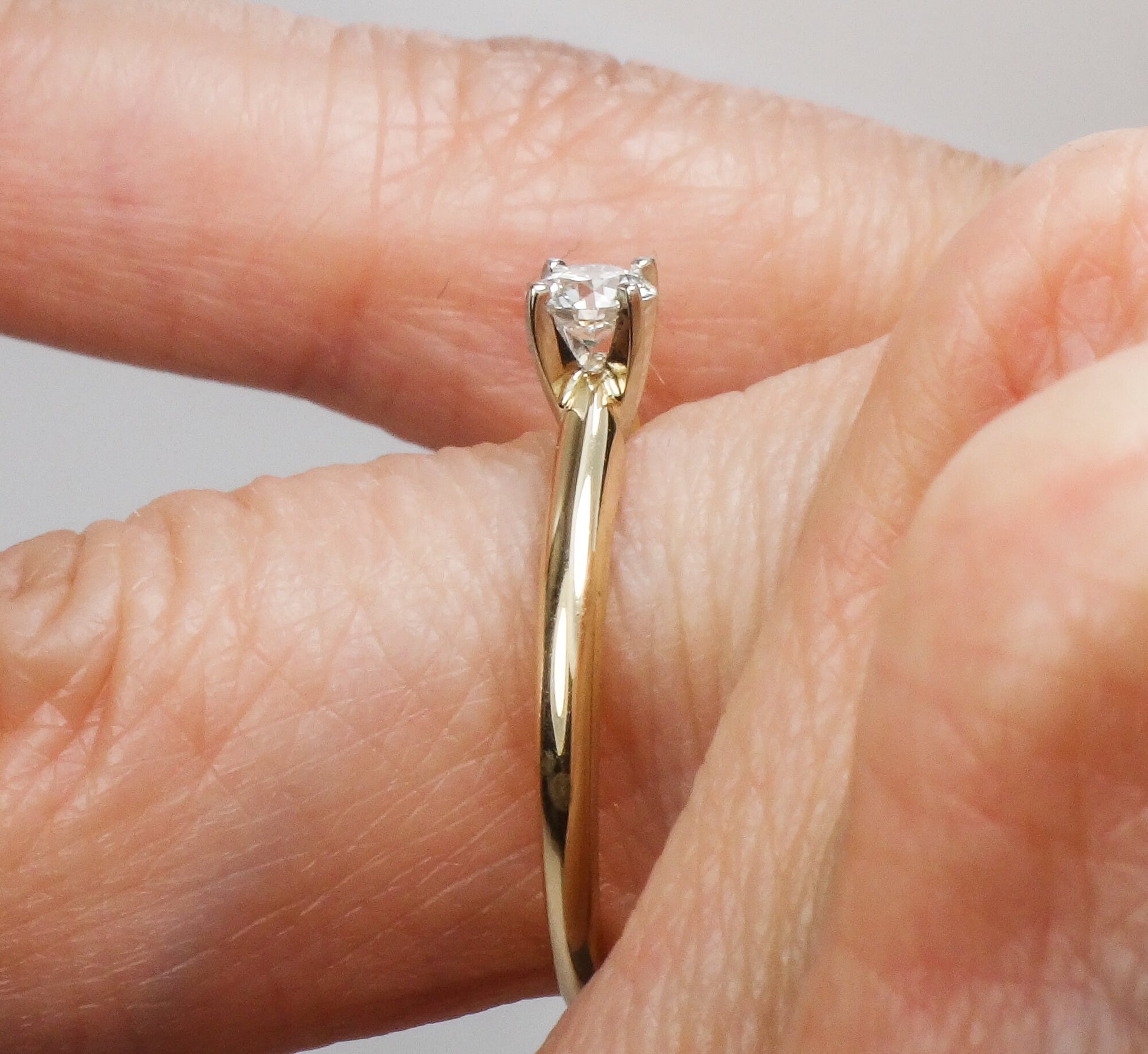 Vintage 14k Gold Solitaire Diamond Engagement Ring, Size 7