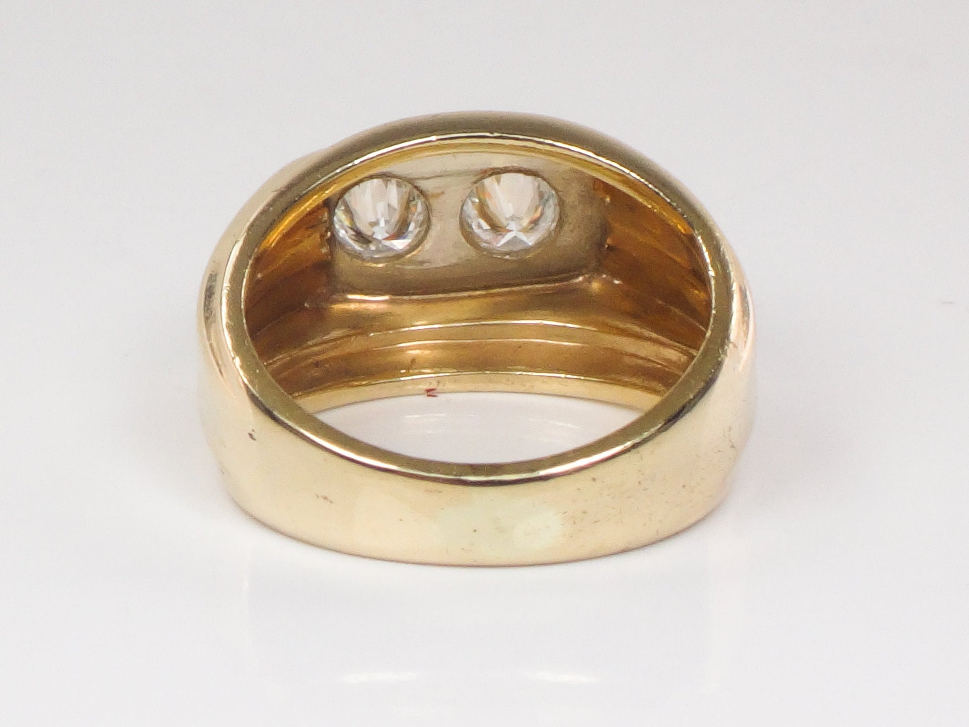 Vintage 14k Solid Gold Natural Two Diamond Ring Approx. .50 CT Total Diamond Weight Size 4.75