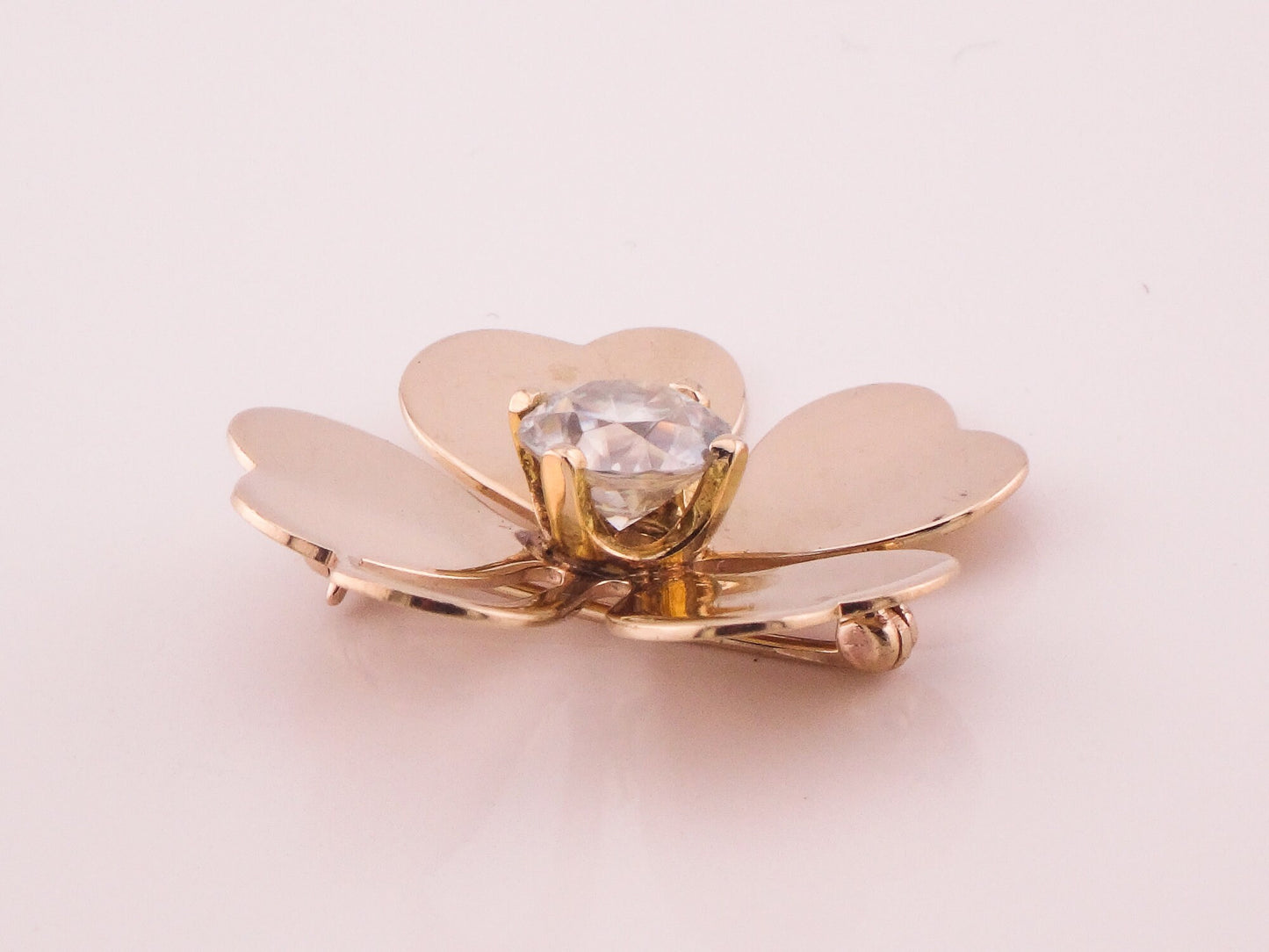 Vintage 14k Gold Four Leaf Clover Pin: Good Luck Charm