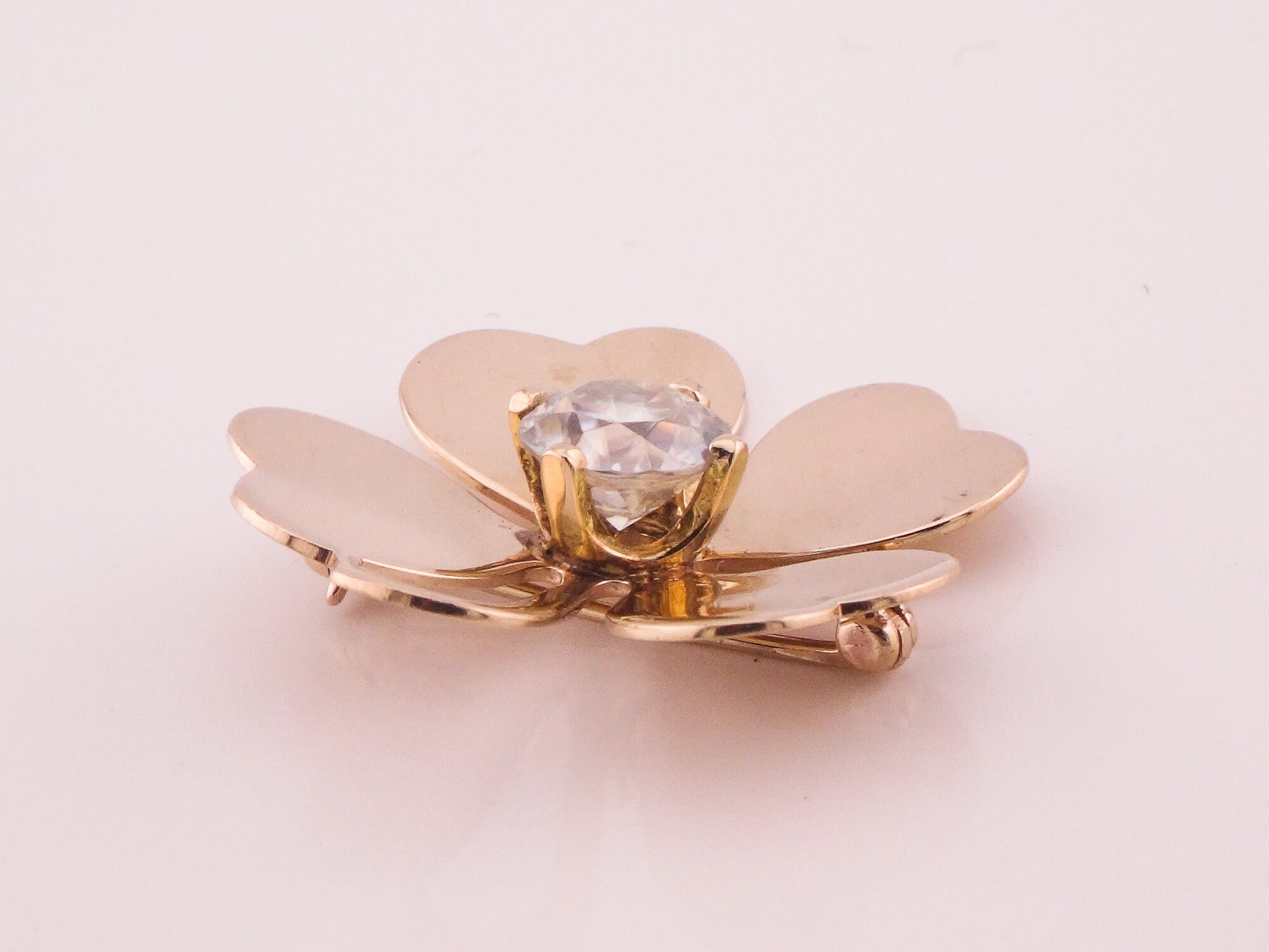 Vintage 14k Gold Four Leaf Clover Pin: Good Luck Charm