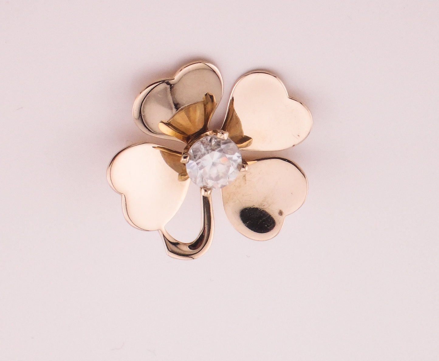 Vintage 14k Gold Four Leaf Clover Pin: Good Luck Charm