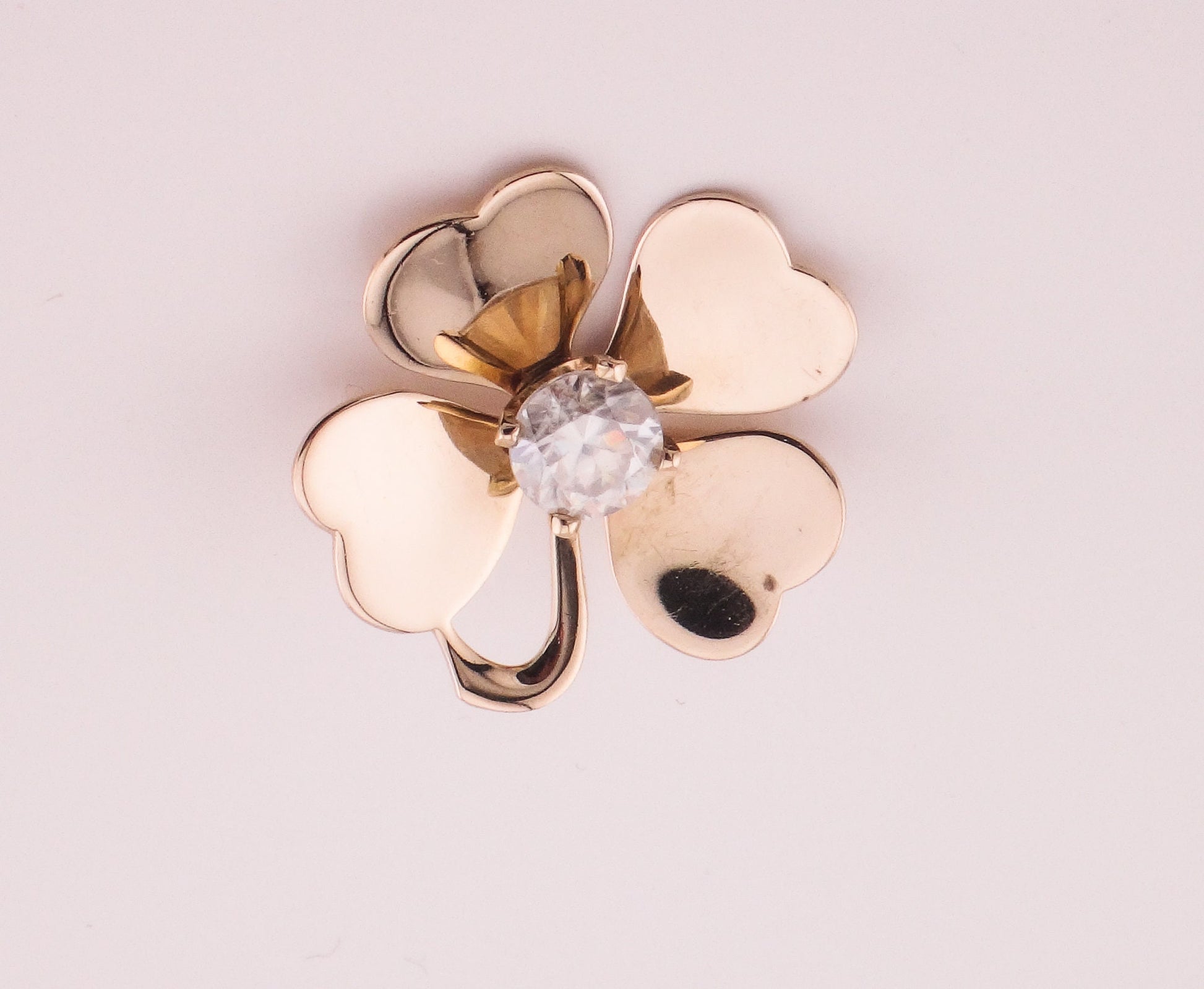 Vintage 14k Gold Four Leaf Clover Pin: Good Luck Charm