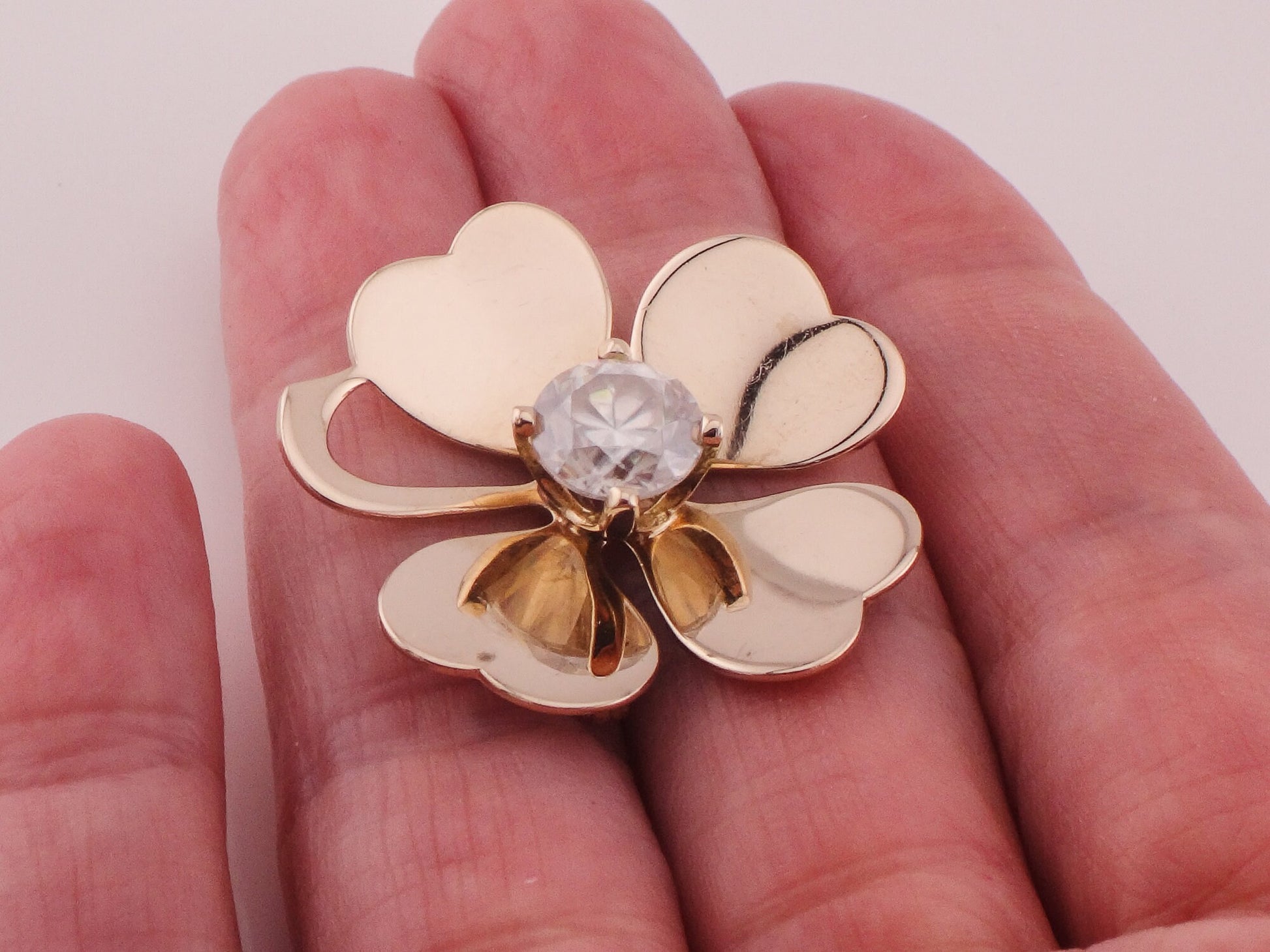 Vintage 14k Gold Four Leaf Clover Pin: Good Luck Charm