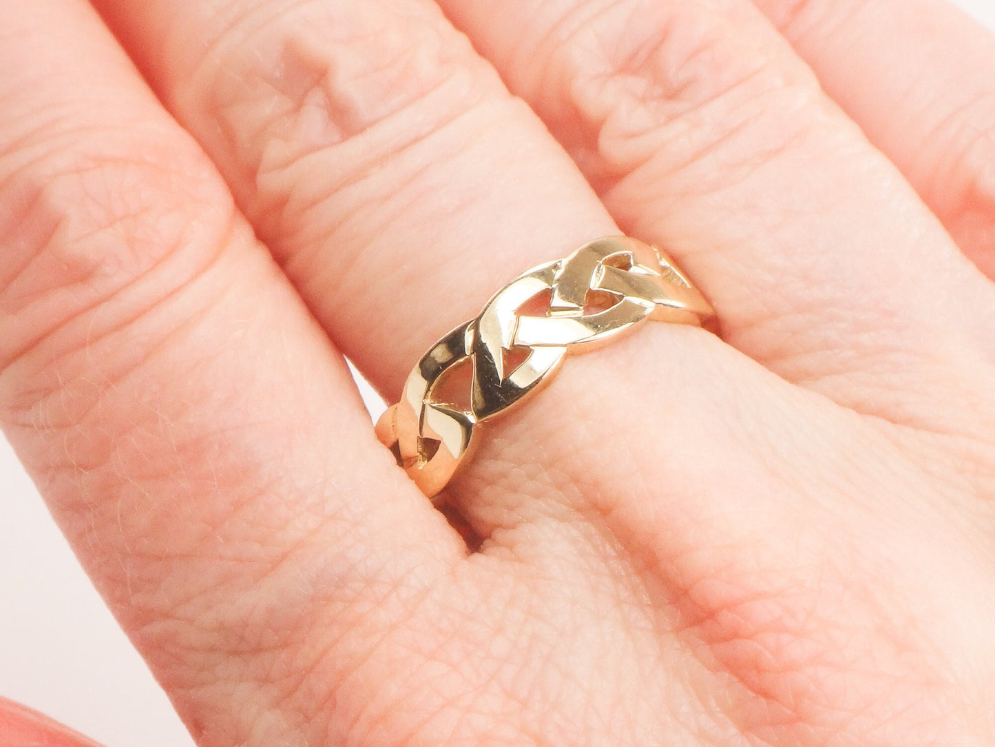 Vintage 14k Yellow Gold Braided Celtic Knot Wedding Band, Size 7