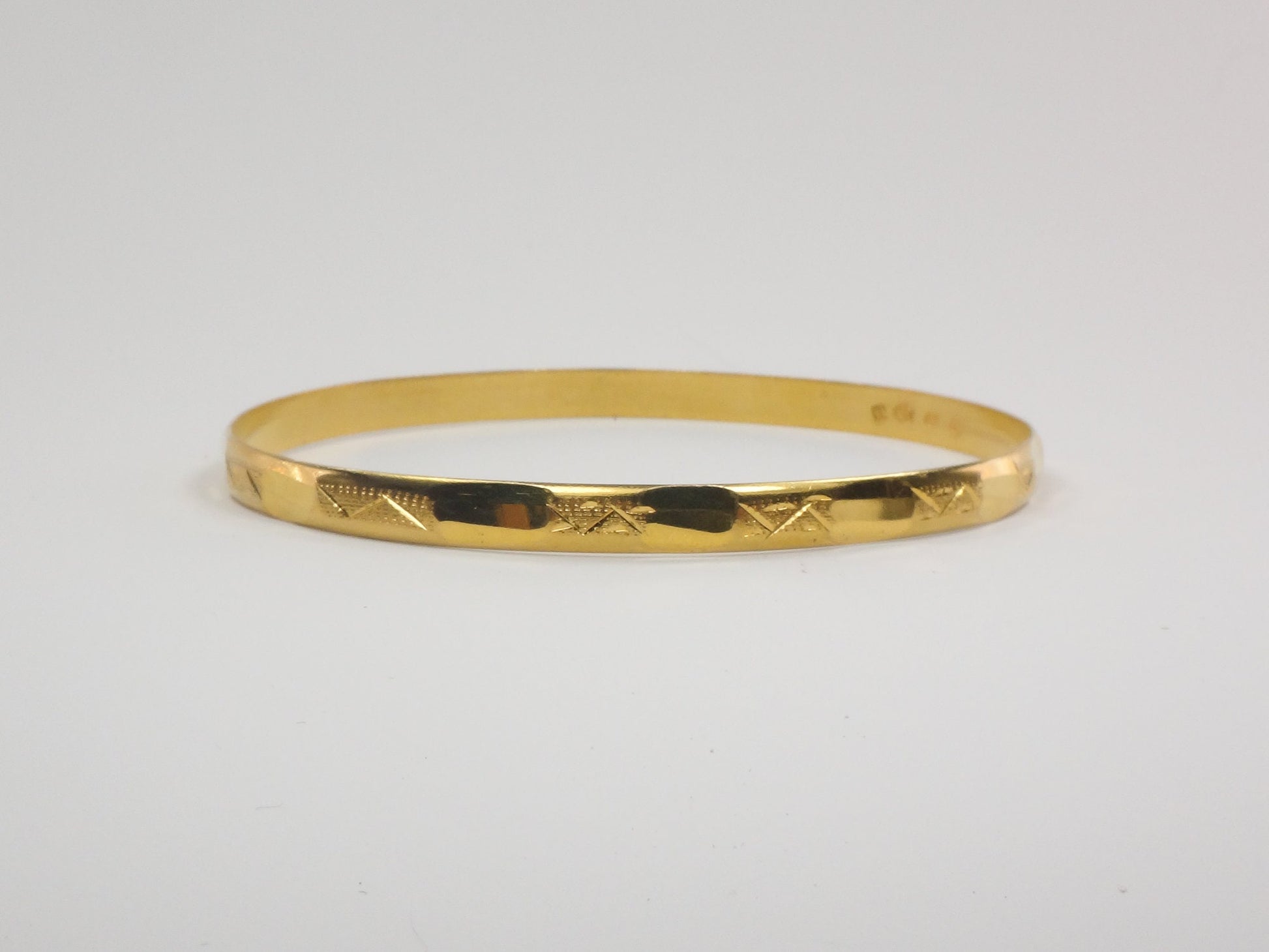 Vintage Solid 21k Yellow Gold Fancy Slip On Bangle Bracelet, Stacking Jewelry