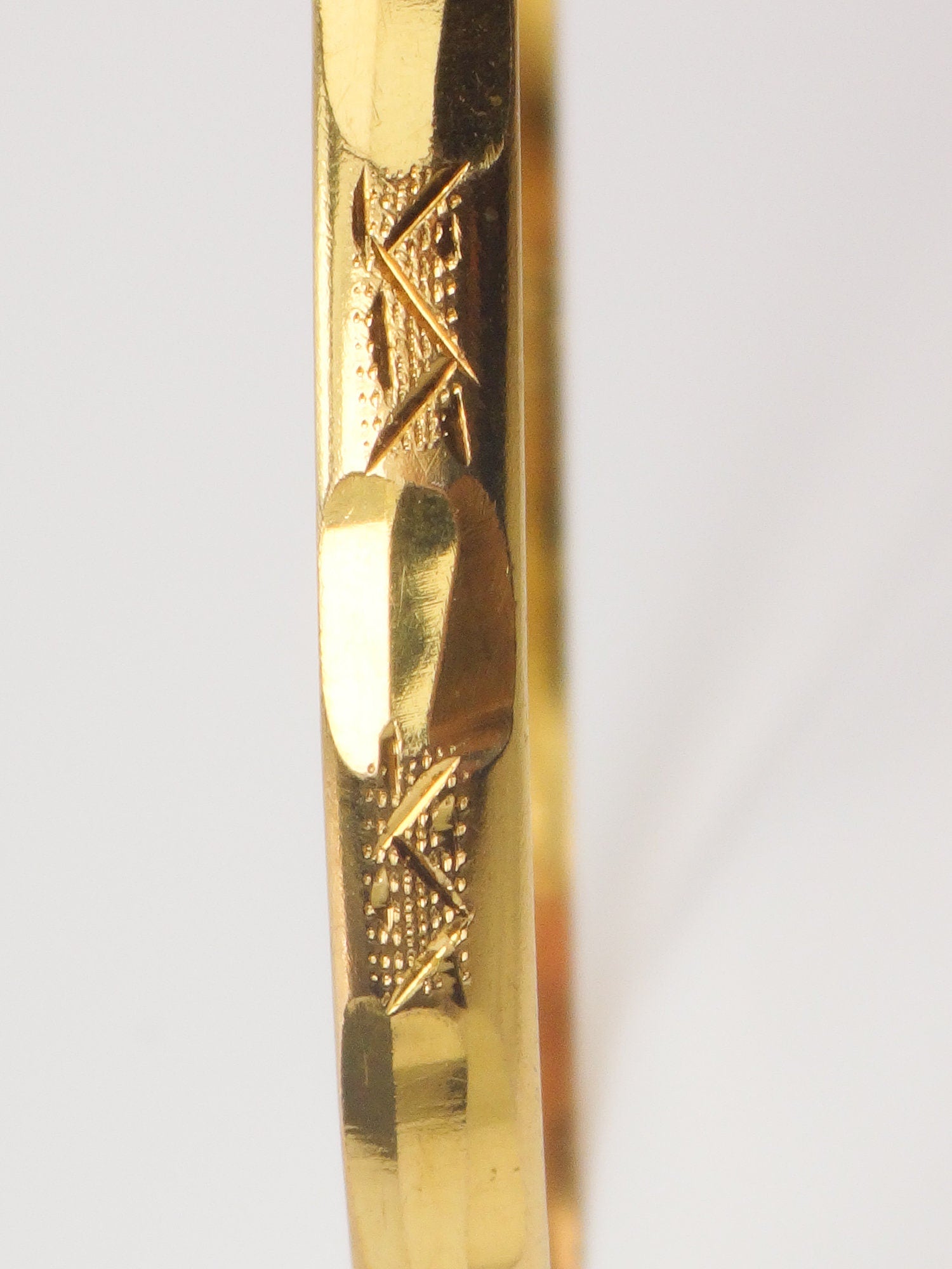 Vintage Solid 21k Yellow Gold Fancy Slip On Bangle Bracelet, Stacking Jewelry