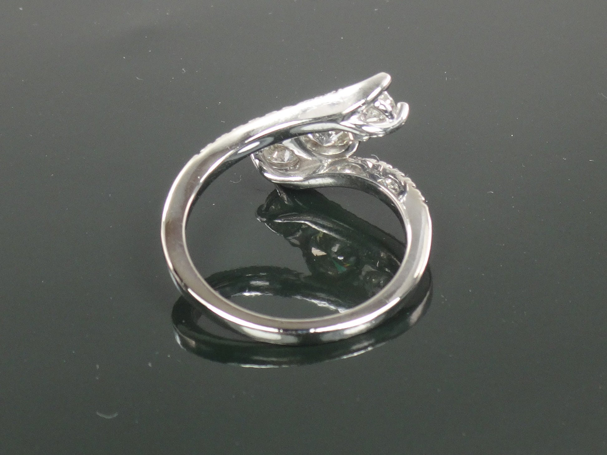 Vintage Three Diamond Ring: 1.5 CTS, 14k White Gold Anniversary Ring, Size 7.5