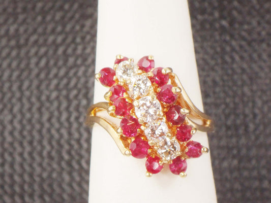 Vintage 14k Gold Natural Ruby and Diamond Ring July Birthstone Ring with Over 3/4 CT Natural Diamonds