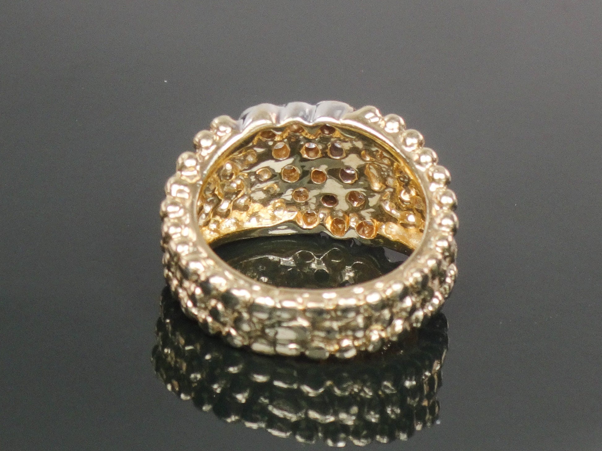 Vintage 14k Yellow Gold Natural Diamond Ring 1/2 CT TDW Diamond Cigar Band Ring Size 3.75