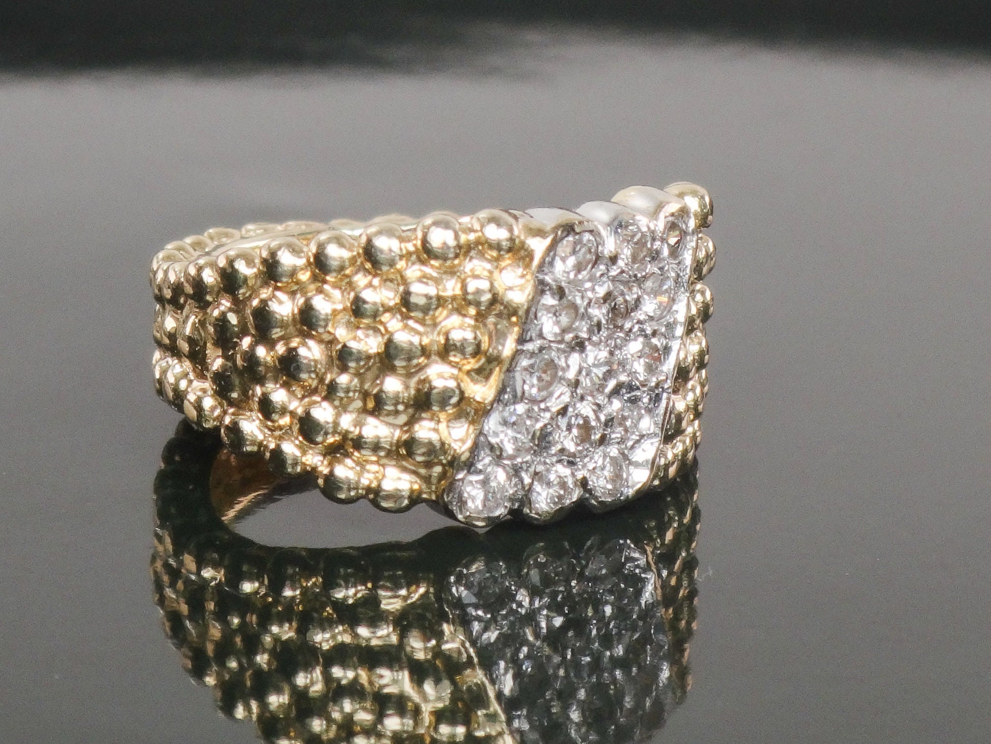 Vintage 14k Yellow Gold Natural Diamond Ring 1/2 CT TDW Diamond Cigar Band Ring Size 3.75