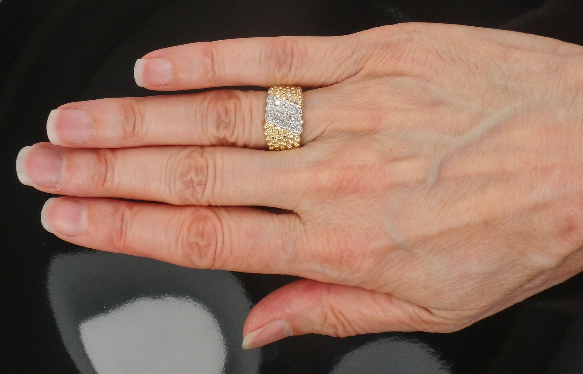 Vintage 14k Yellow Gold Natural Diamond Ring 1/2 CT TDW Diamond Cigar Band Ring Size 3.75
