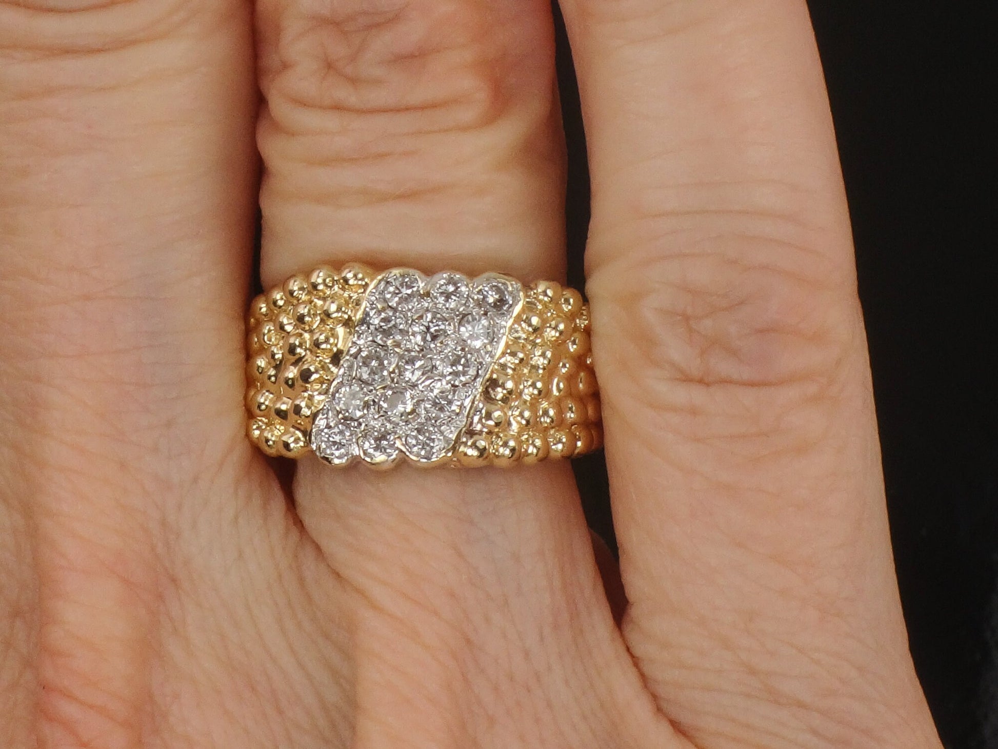 Vintage 14k Yellow Gold Natural Diamond Ring 1/2 CT TDW Diamond Cigar Band Ring Size 3.75