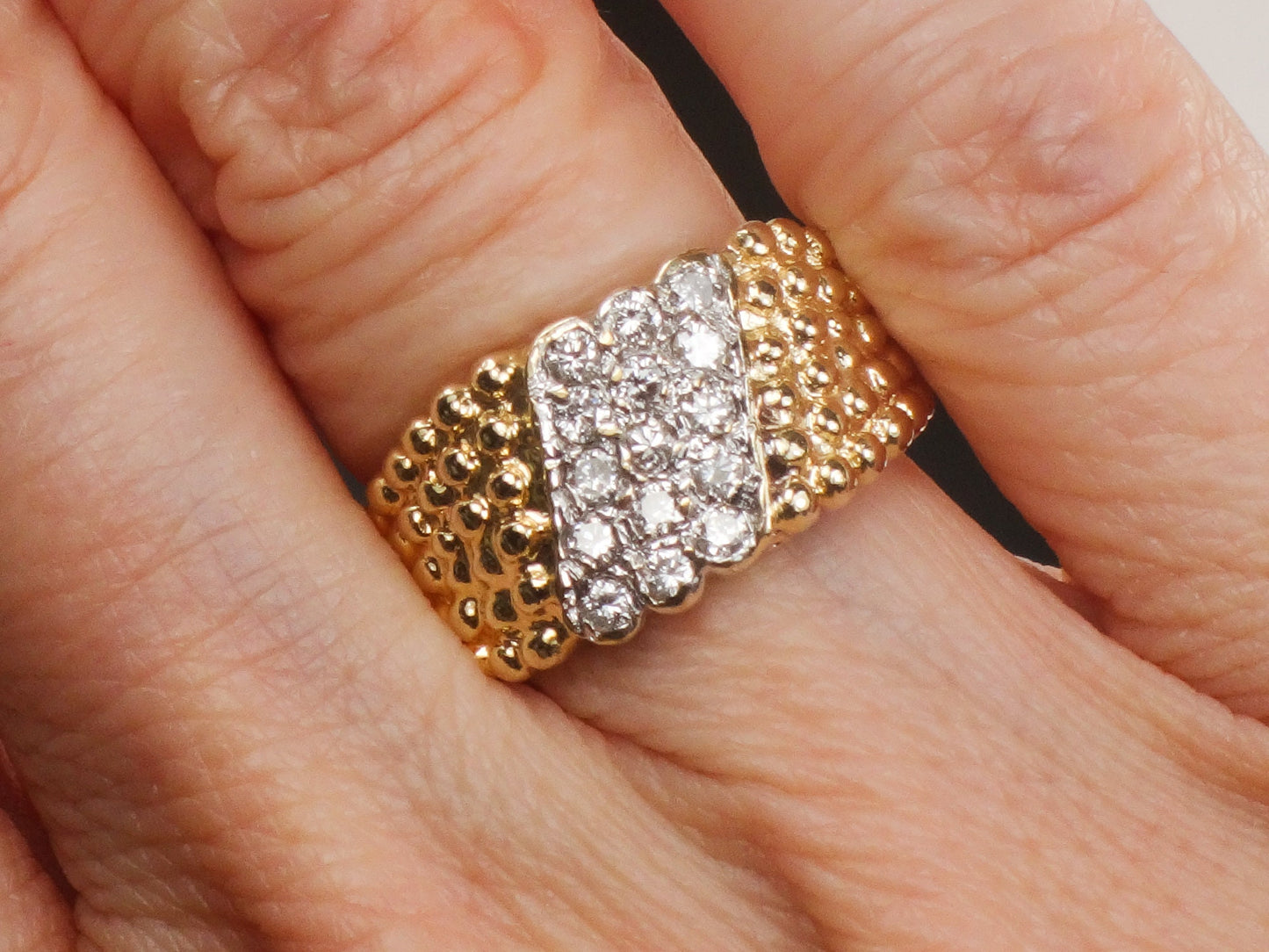 Vintage 14k Yellow Gold Natural Diamond Ring 1/2 CT TDW Diamond Cigar Band Ring Size 3.75