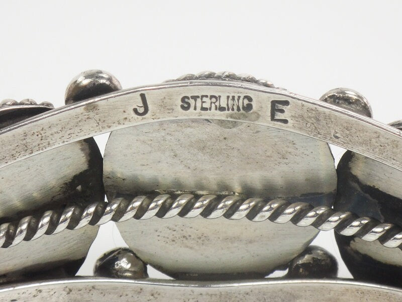 Vintage Sterling Silver Navajo Turquoise Three Stone Cuff Bracelet Native American Artist Signed