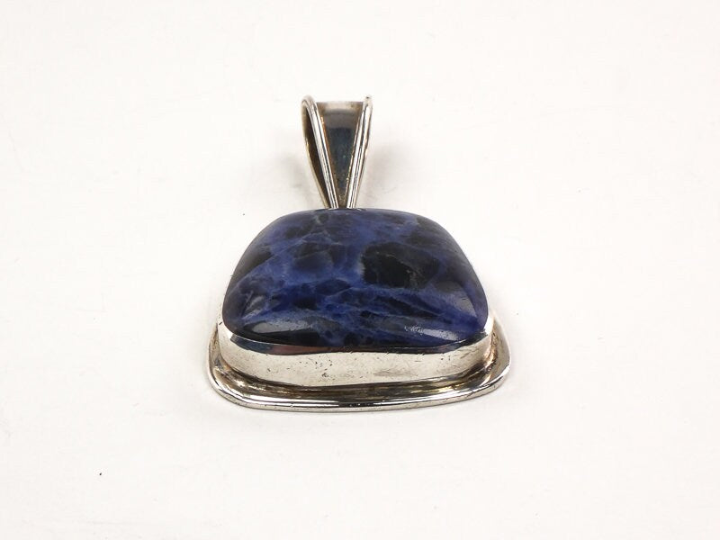 Vintage Large Sterling Silver Blue Sodalite Pendant