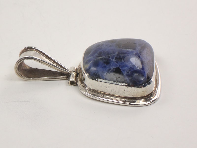 Vintage Large Sterling Silver Blue Sodalite Pendant