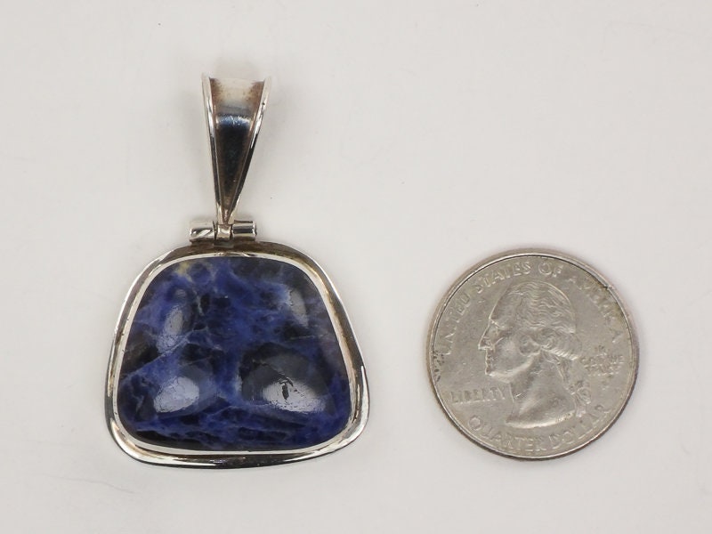 Vintage Large Sterling Silver Blue Sodalite Pendant