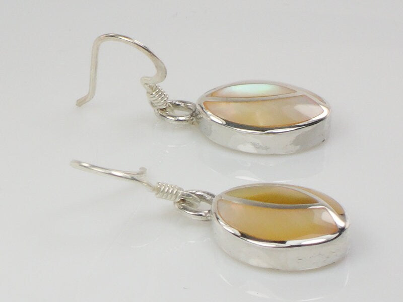 Vintage Sterling Silver Mother of Pearl Dangle Earrings
