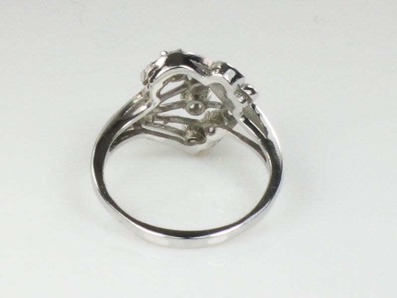 Vintage 14k White Gold Diamond Spray Ring - Retro Cocktail Ring Size 7
