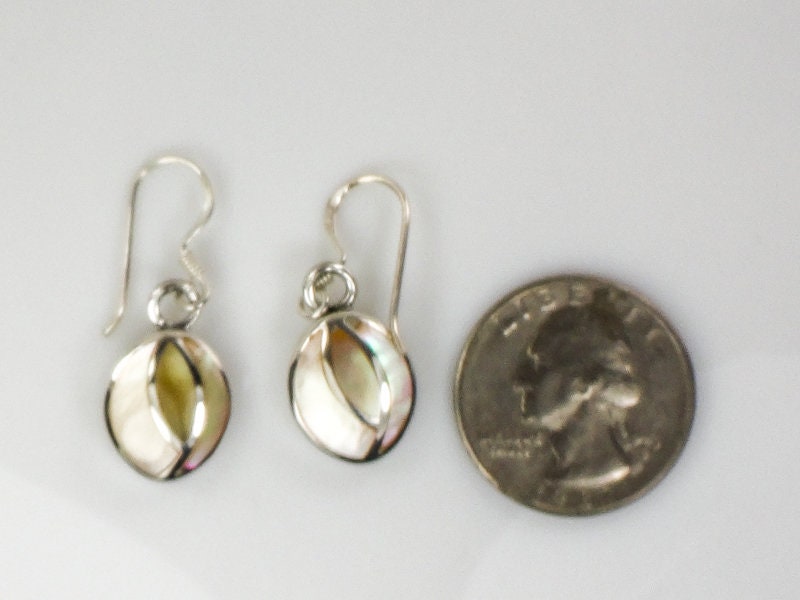 Vintage Sterling Silver Mother of Pearl Dangle Earrings