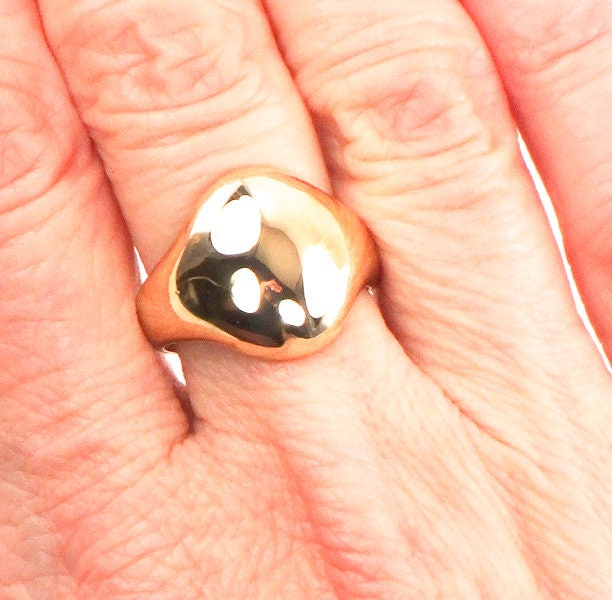 Vintage Solid 14k Yellow Gold Polished Dome Ring Size 6