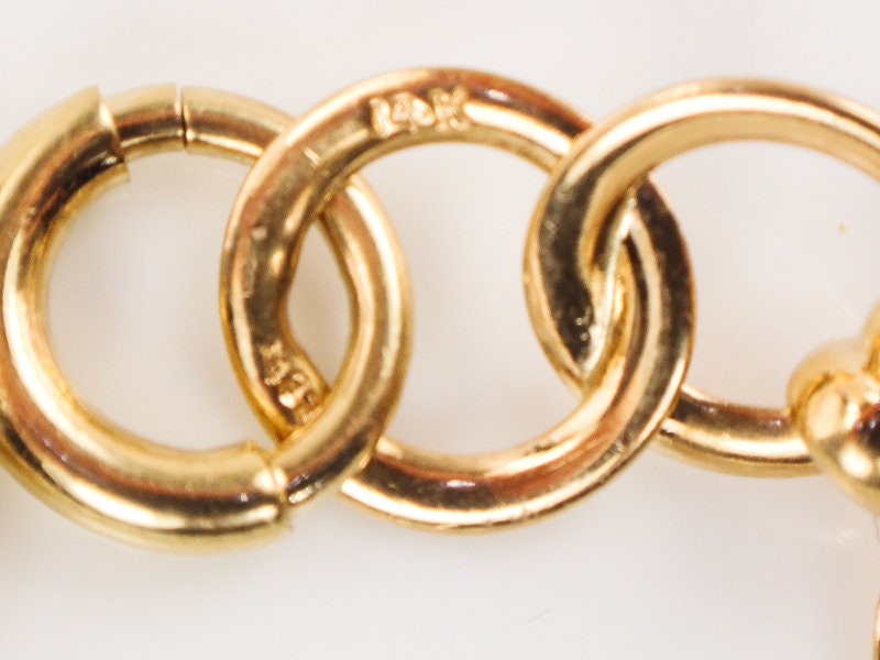 Vintage Retro 14k Yellow Gold Diamond Fancy Circle Link Bracelet 7.75"