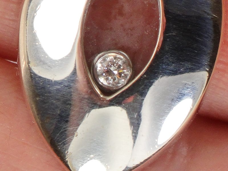 Vintage 18k White Gold Floating Diamond Pendant Necklace, 14k Chain