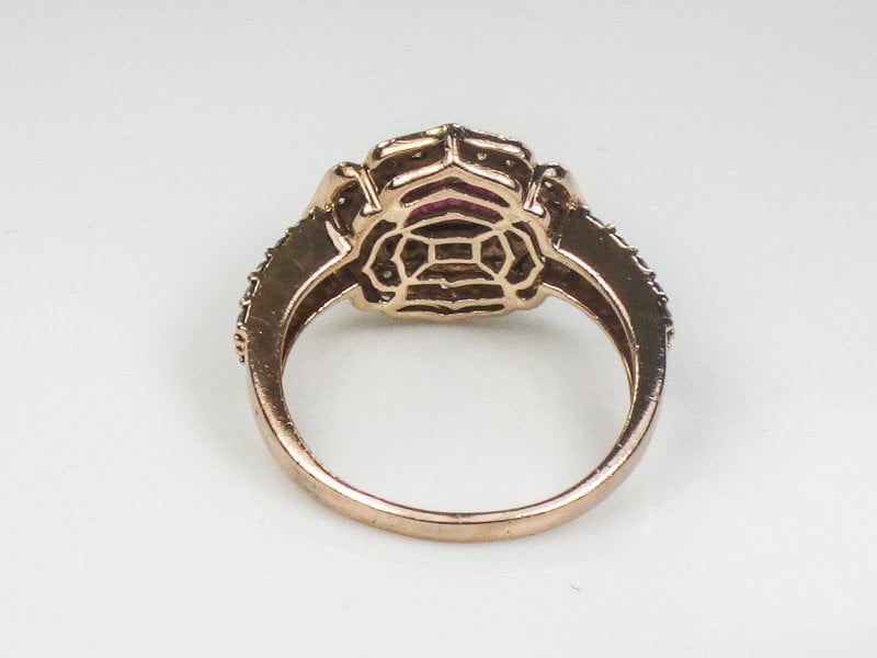 Vintage Levian 14k Rose Gold Rhodolite Garnet Diamond Ring - Size 9.5
