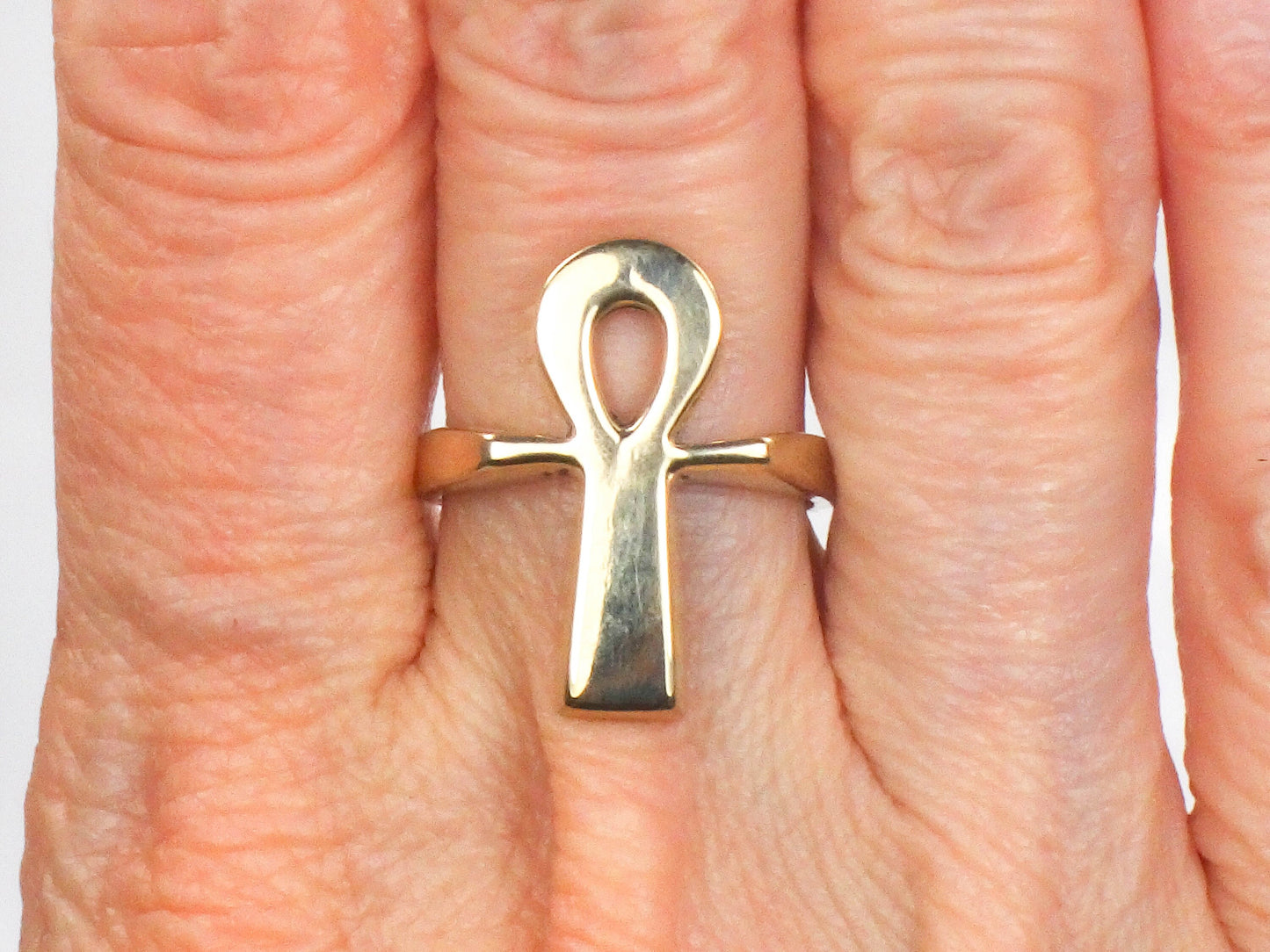 Vintage 14k Gold Ankh Ring, 14k Gold Egyptian Ankh Ring, Everyday Ring, Size 5.25
