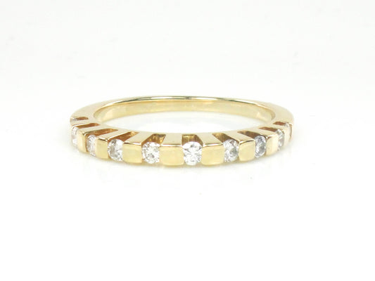 Vintage 14k Yellow Gold Round Natural Diamond Ring with Domed Top 1/3 CT TDW Channel Set Diamond Wedding Band Size 4.75