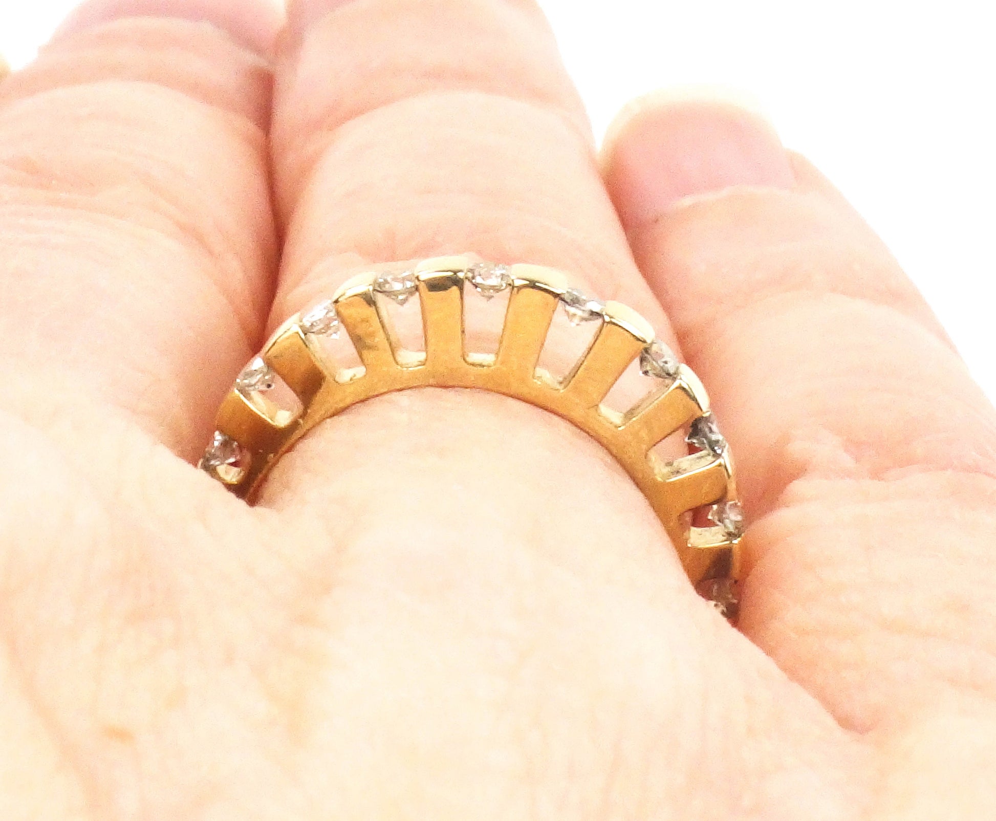 Vintage 14k Yellow Gold Round Natural Diamond Ring with Domed Top 1/3 CT TDW Channel Set Diamond Wedding Band Size 4.75