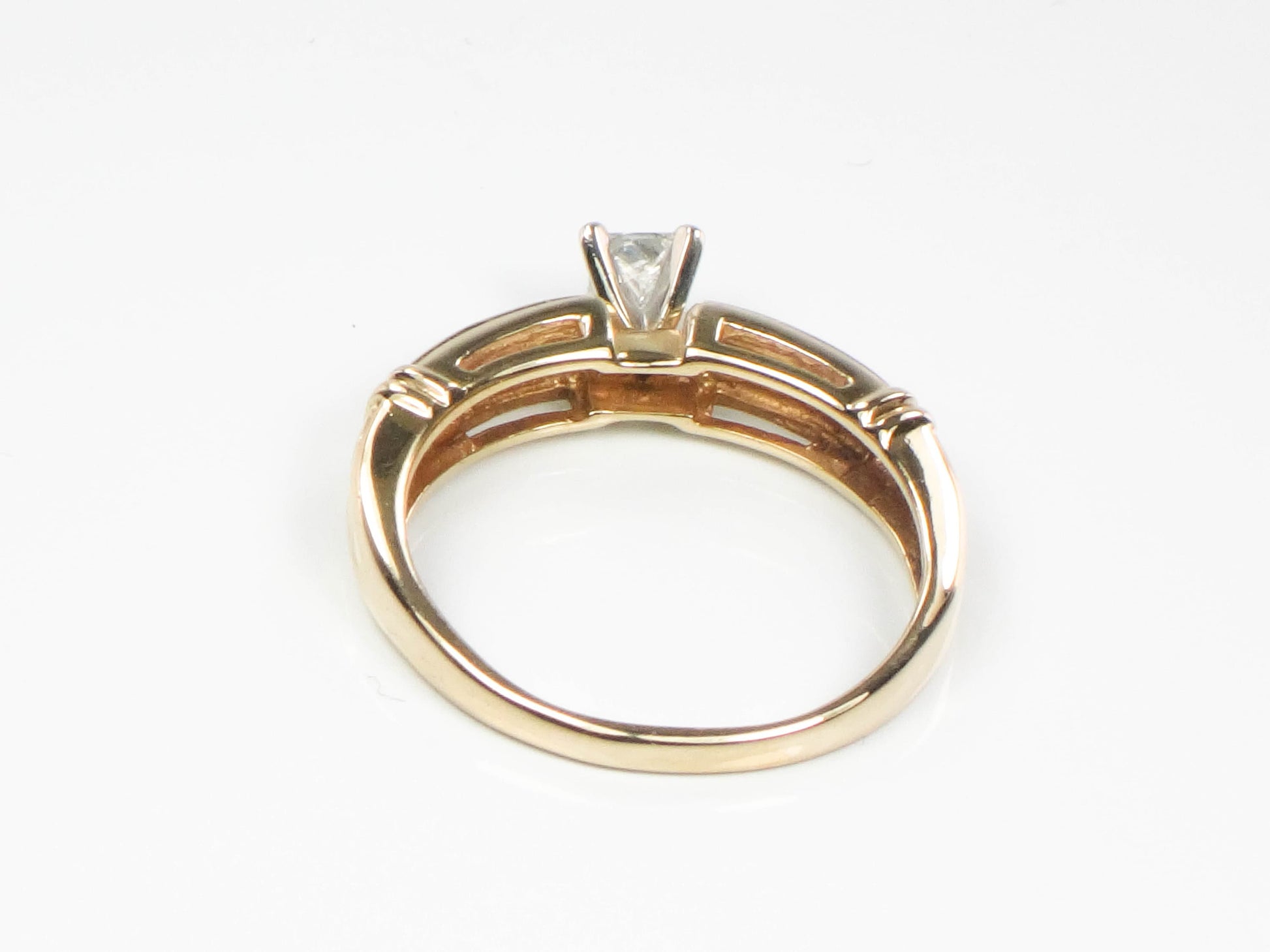 Vintage 14k Gold Princess Cut Natural Diamond Engagement Ring, Size 8.5