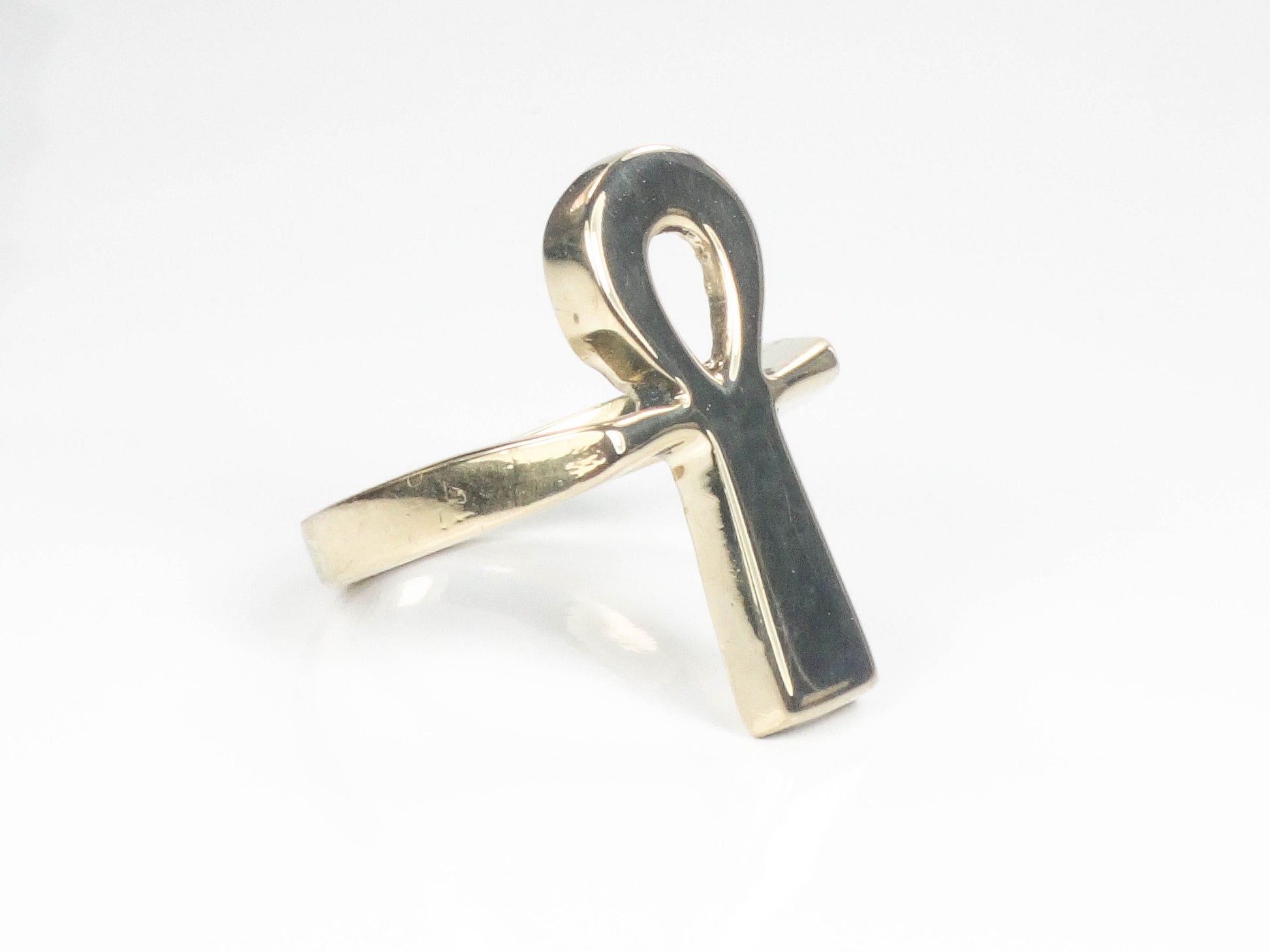 Vintage 14k Gold Ankh Ring, 14k Gold Egyptian Ankh Ring, Everyday Ring, Size 5.25