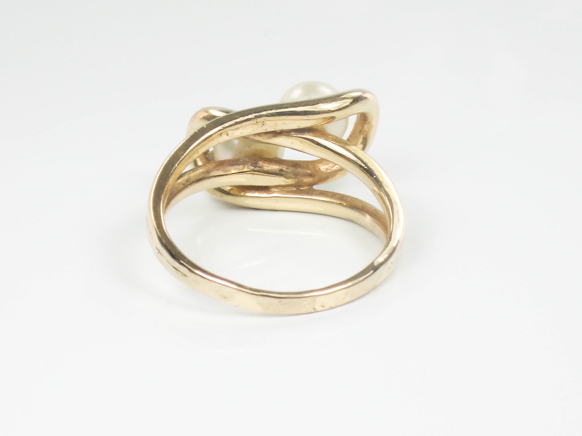 Vintage 14k Yellow Gold Pearl Ring: Moi et Toi Style, Size 6.75