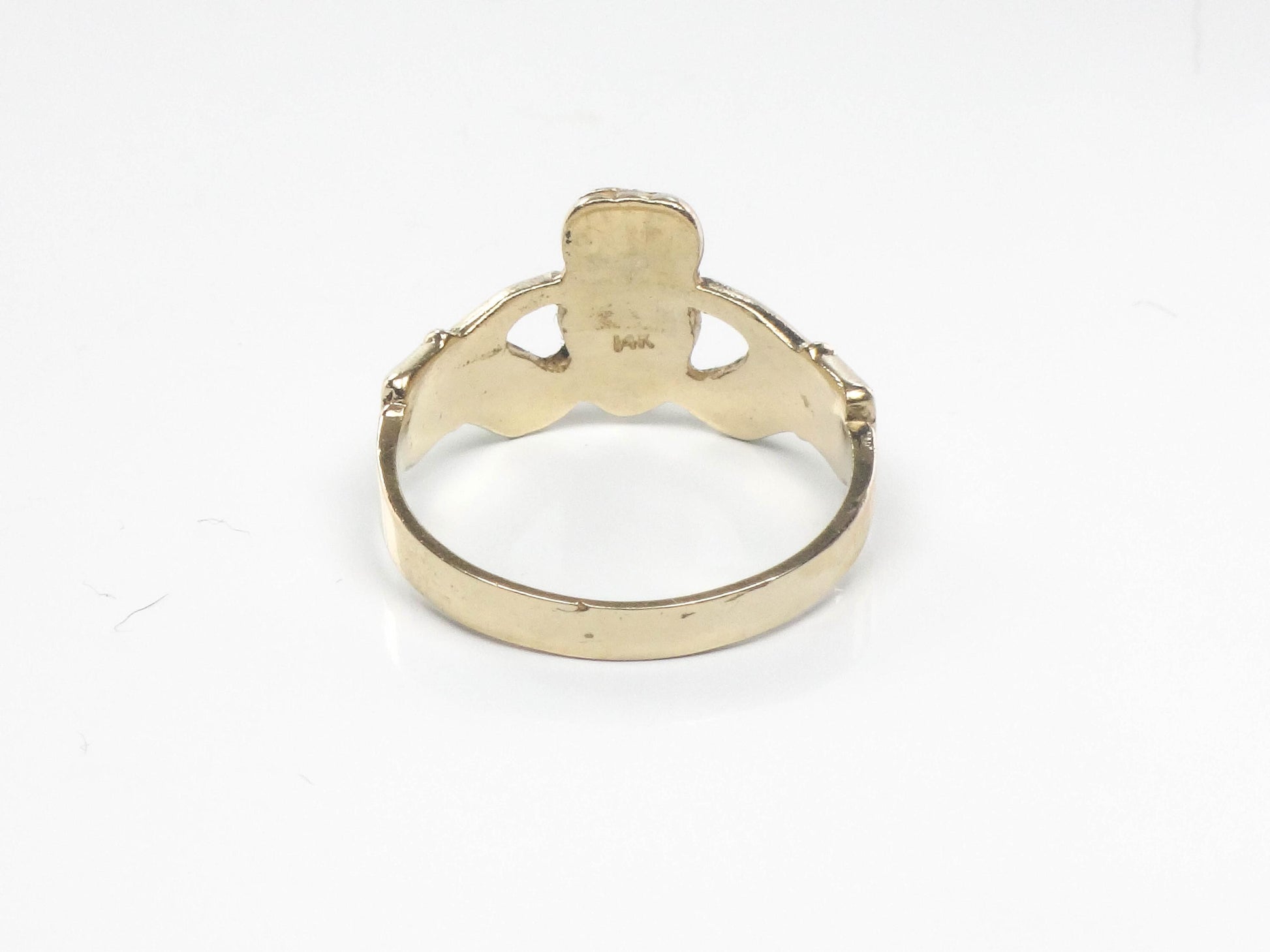 14k Yellow Gold Claddagh Ring - Irish Wedding Band Size 6.75 - Fine Vintage Jewelry