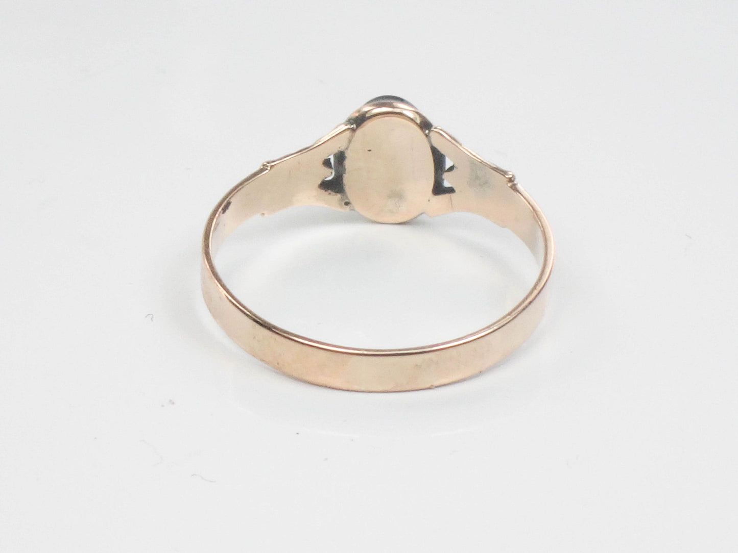 Victorian 10k Yellow Gold Black Onyx Ring, Small Mourning Ring Circa 1890's Size 5.25